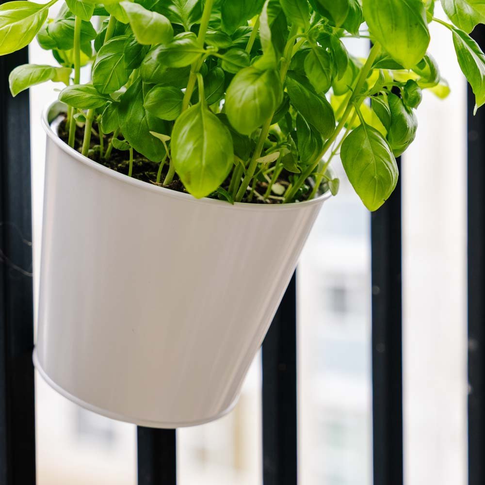 Pyöreä parvekelaatikko, pituus 24,5 cm, leveys 16,2 cm, korkeus 25,2 cm