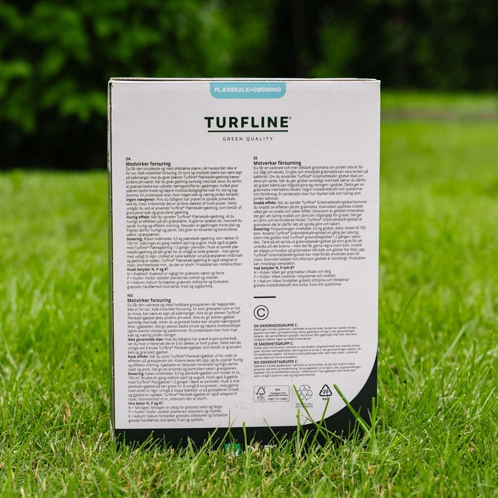 Turfline-nurmikkokalkki ja lannoite 11/2/4, 3, 5 kg
