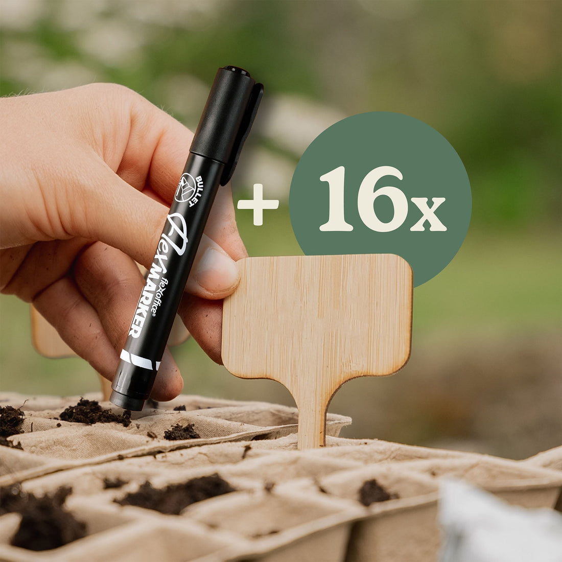 16 bambukasvikylttiä tussilla