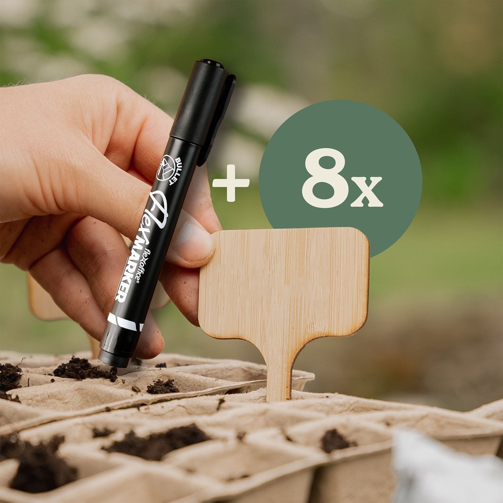 8 bambukasvikylttiä tussilla