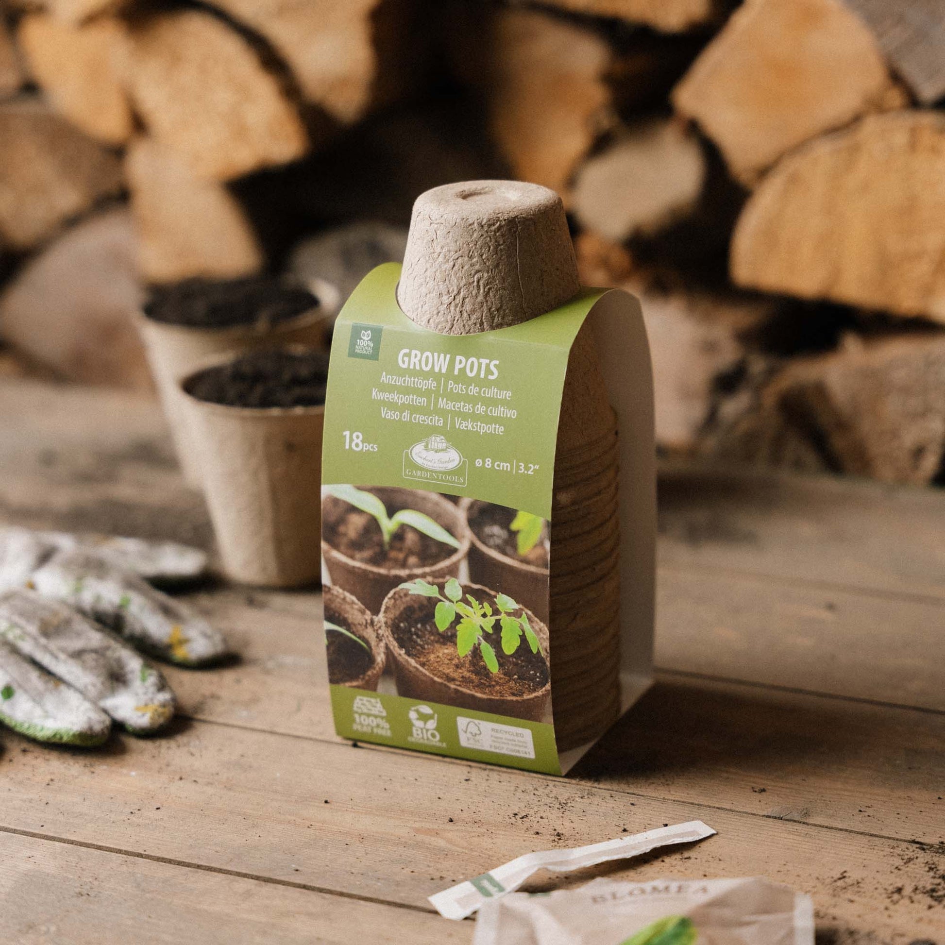 Biohajoava kuituruukku 8 cm, 18 kpl