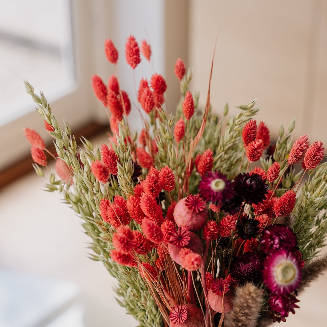 Kuivakukkakimppu, Auringonpaiste, Korkeus: 55 cm