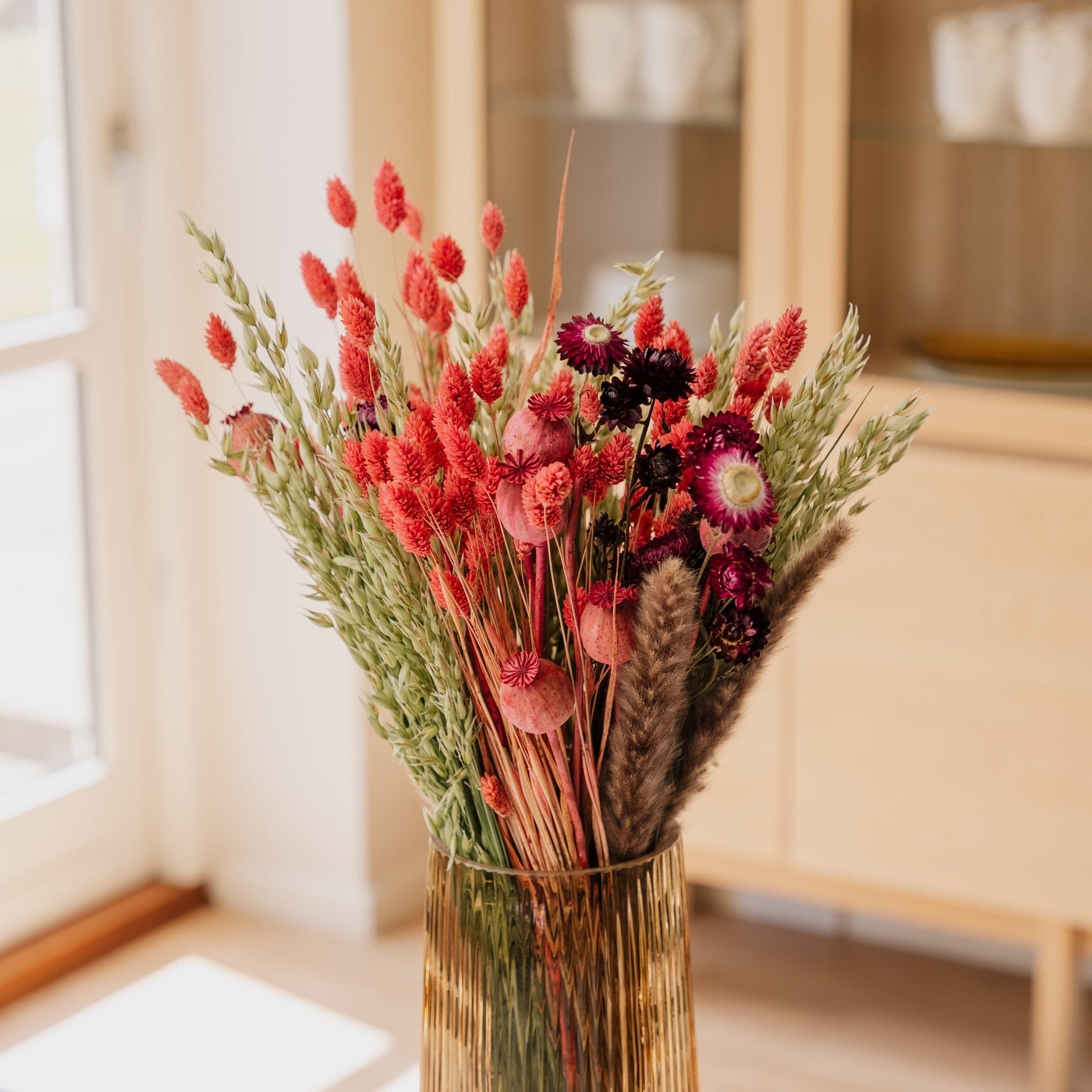 Kuivakukkakimppu, Auringonpaiste, Korkeus: 55 cm