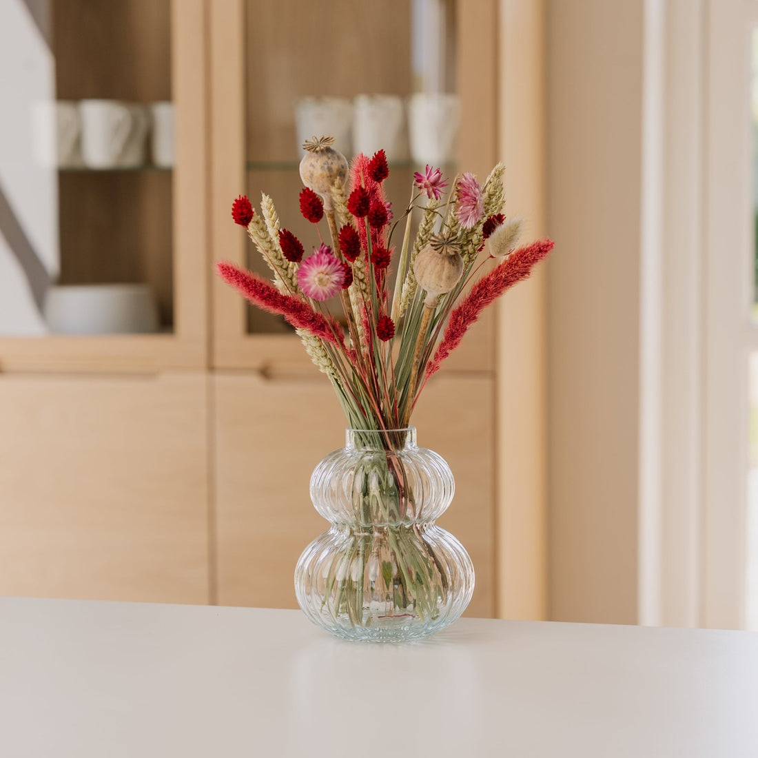 Kuivakukkakimppu, Rosa, Korkeus: 35 cm