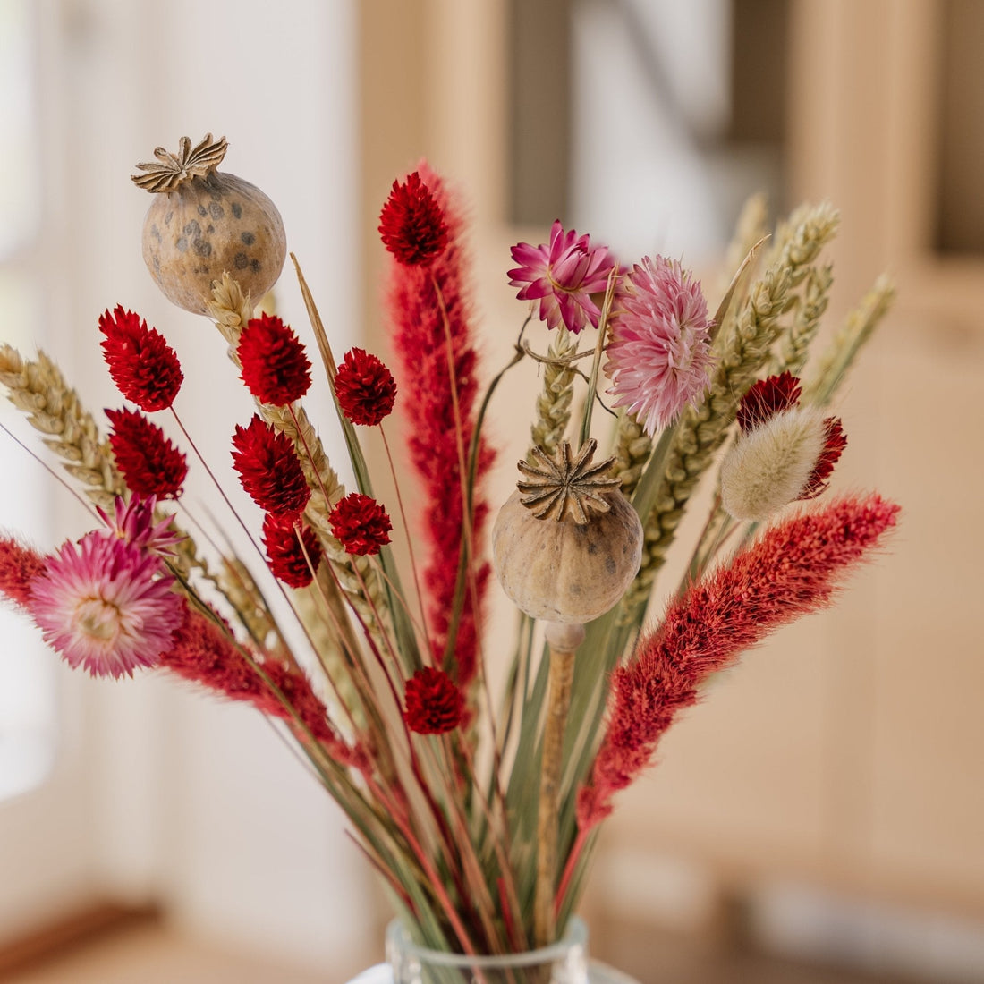 Kuivakukkakimppu, Rosa, Korkeus: 35 cm