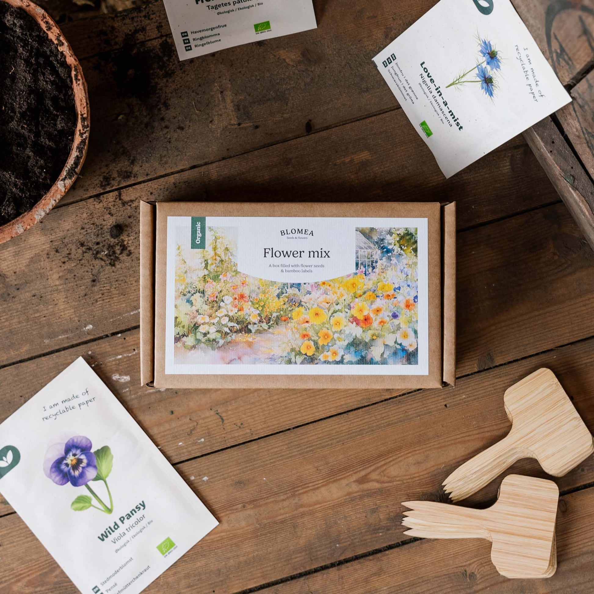 Kukkalaatikko - 12 pussia luomusiementä