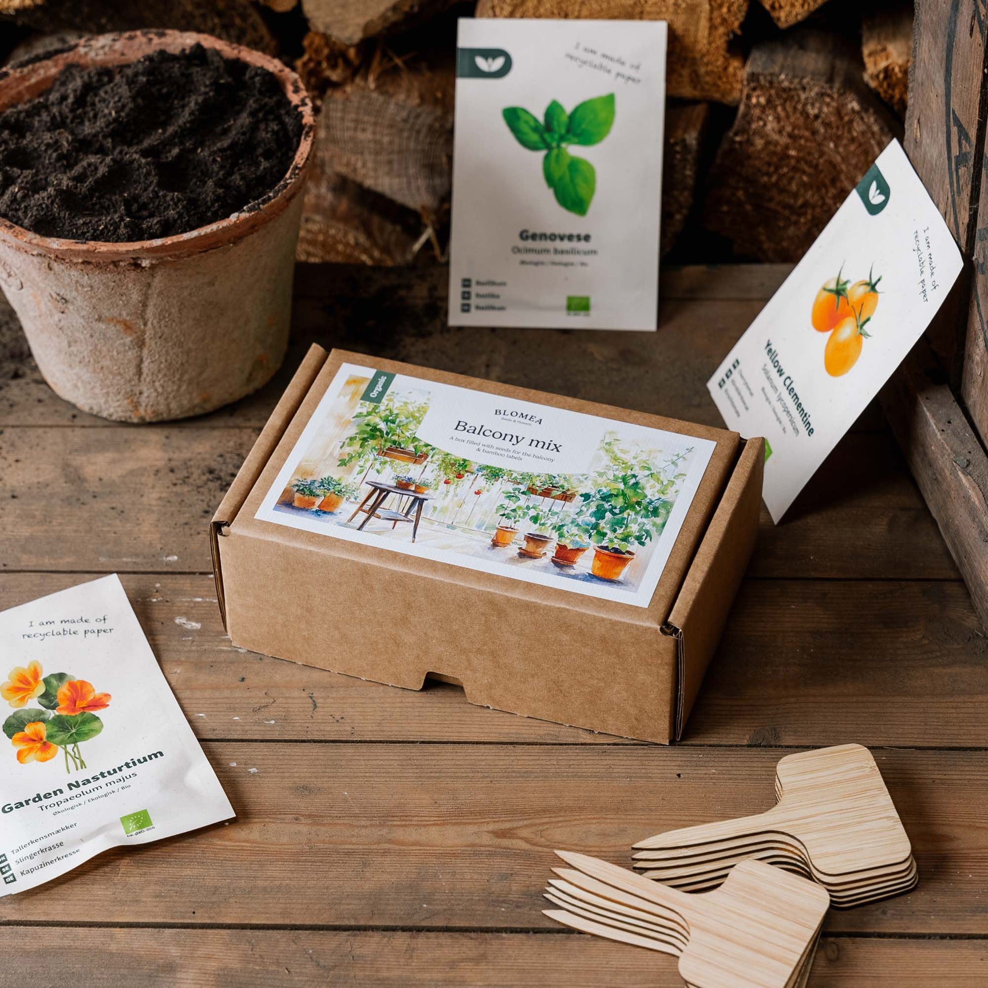 Parvekelaatikko - 12 pussia luomusiementä