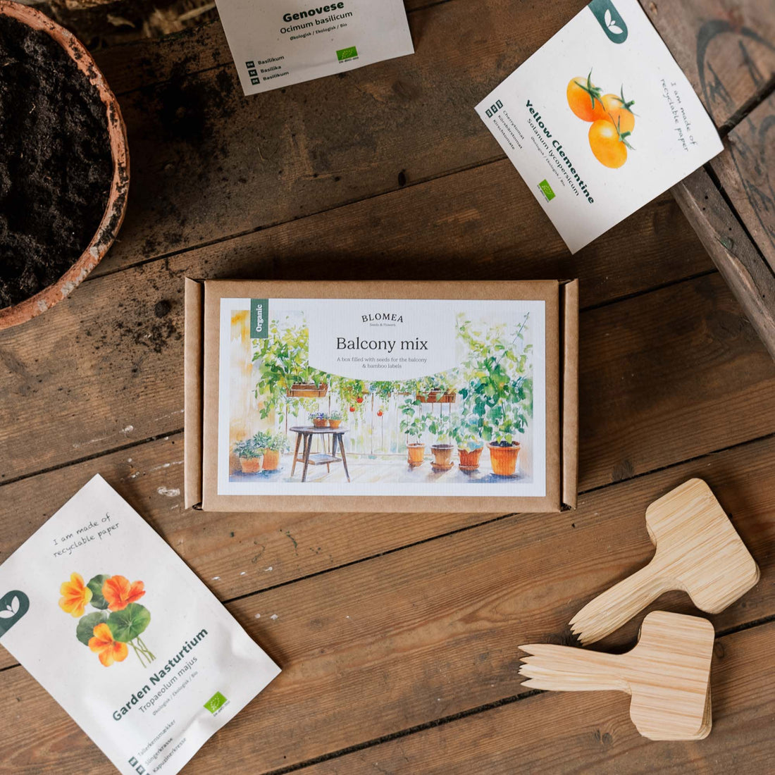 Parvekelaatikko - 12 pussia luomusiementä