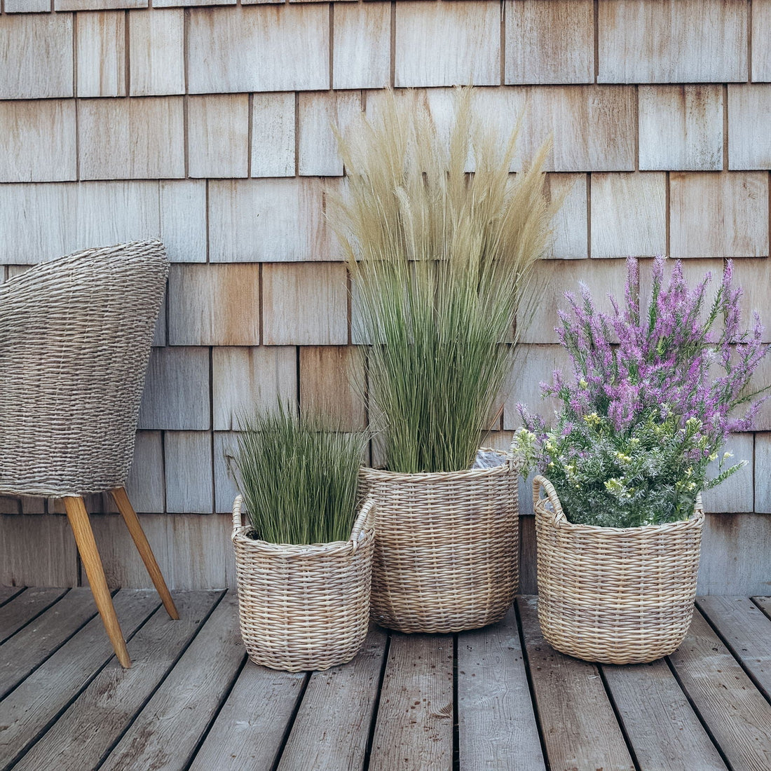 Rottinkiset kasvikorit, luonnonväri, 3 kpl