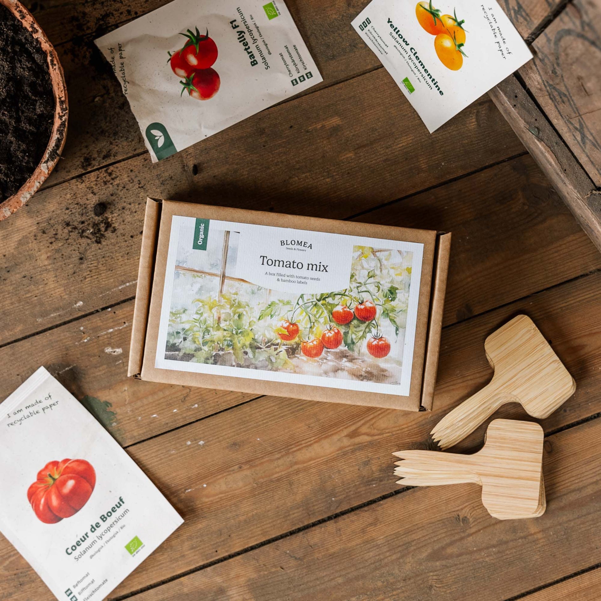 Tomaattilaatikko - 12 pussia luomusiementä